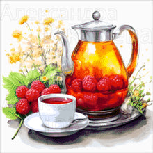 Lade das Bild in den Galerie-Viewer, Stickpackung mit Perlen "Himbeertee"