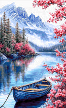 Lade das Bild in den Galerie-Viewer, Stickpackung mit Perlen "Sakura am See"