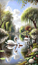 Lade das Bild in den Galerie-Viewer, Stickpackung mit Perlen "Schwanenidylle"