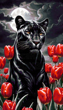 Lade das Bild in den Galerie-Viewer, Stickpackung mit Perlen "der Panter in Tulpen"