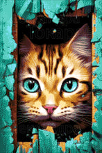 Lade das Bild in den Galerie-Viewer, Stickpackung mit Perlen "neugieriger Kater"