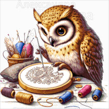 Lade das Bild in den Galerie-Viewer, Stickpackung mit Perlen "stickende Eule"