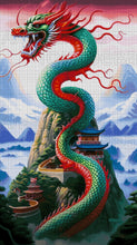 Lade das Bild in den Galerie-Viewer, Stickpackung mit Perlen "Grüner Drache"