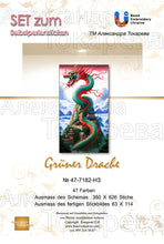 Lade das Bild in den Galerie-Viewer, Stickpackung mit Perlen "Grüner Drache"