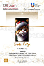 Lade das Bild in den Galerie-Viewer, Stickpackung mit Perlen "Santa Katze"