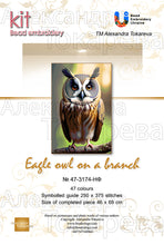 Lade das Bild in den Galerie-Viewer, Stickpackung mit Perlen "Uhu auf dem Ast"