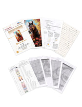 Lade das Bild in den Galerie-Viewer, Stickpackung mit Perlen "Pferd in Blumen"