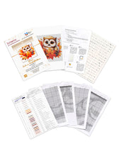 Lade das Bild in den Galerie-Viewer, Stickpackung mit Perlen "kleine Eule in Herbstblättern"