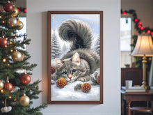 Lade das Bild in den Galerie-Viewer, Stickpackung mit Perlen "Katze im Schnee"