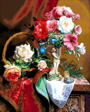 Lade das Bild in den Galerie-Viewer, Stickpackung mit Perlen "Blumenstillleben"