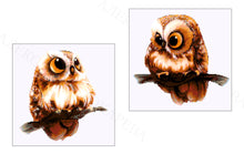 Lade das Bild in den Galerie-Viewer, Stickpackung mit Perlen "Eulenbabys" (Diptychon)