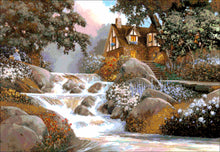 Lade das Bild in den Galerie-Viewer, Stickpackung mit Perlen "Haus am Wasserfall"