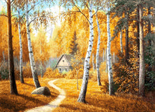 Lade das Bild in den Galerie-Viewer, Stickpackung mit Perlen "Hütte in Birkenhain"