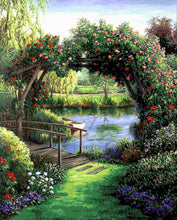 Lade das Bild in den Galerie-Viewer, Stickpackung mit Perlen "Paradiesische Flusslandschaft"