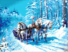 Lade das Bild in den Galerie-Viewer, Stickpackung mit Perlen "Russische Troika"