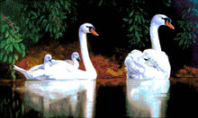 Lade das Bild in den Galerie-Viewer, Stickpackung mit Perlen "Schwänen Familie"