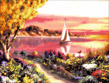 Lade das Bild in den Galerie-Viewer, Stickpackung mit Perlen "Segeln in den Sonnenuntergang"