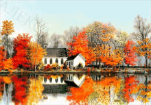 Lade das Bild in den Galerie-Viewer, Stickpackung mit Perlen "Spiegelung im Wasser. Herbst"