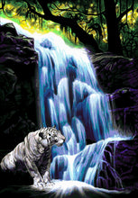 Lade das Bild in den Galerie-Viewer, Stickpackung mit Perlen "Tiger am Wasserfall"
