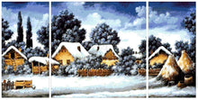 Lade das Bild in den Galerie-Viewer, Stickpackung mit Perlen "Winter in Dorf" (Triptychon)