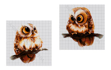Lade das Bild in den Galerie-Viewer, Stickpackung mit Perlen "Eulenbabys" (Diptychon)