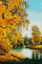 Lade das Bild in den Galerie-Viewer, Stickpackung mit Perlen "Herbsttag am Fluss"