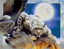 Lade das Bild in den Galerie-Viewer, Stickpackung mit Perlen "Leopard unter dem Mond"