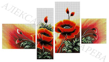 Lade das Bild in den Galerie-Viewer, Stickpackung mit Perlen "Mohn" (polyptych)