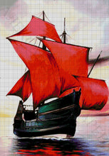 Lade das Bild in den Galerie-Viewer, Stickpackung mit Perlen "Scharlachrote Segel"