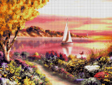 Lade das Bild in den Galerie-Viewer, Stickpackung mit Perlen "Segeln in den Sonnenuntergang"