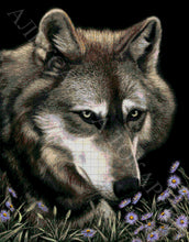 Lade das Bild in den Galerie-Viewer, Stickpackung mit Perlen "Wolf in Astern"