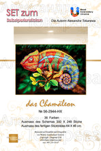 Lade das Bild in den Galerie-Viewer, Stickpackung mit Perlen "Das Chamäleon"