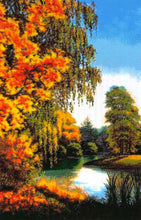 Lade das Bild in den Galerie-Viewer, Stickpackung mit Perlen "Herbsttag am Fluss"