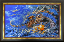 Lade das Bild in den Galerie-Viewer, Stickpackung mit Perlen "Blauer Drache"