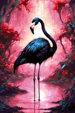 Lade das Bild in den Galerie-Viewer, Stickpackung mit Perlen "Schwarzer Flamingo"

