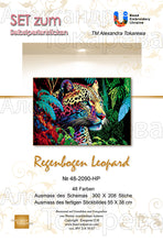 Lade das Bild in den Galerie-Viewer, Stickpackung mit Perlen &quot;Regenbogen Leopard&quot;
