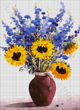 Lade das Bild in den Galerie-Viewer, Stickpackung mit Perlen &quot;Vase mit Sonnenblumen&quot;
