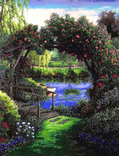 Lade das Bild in den Galerie-Viewer, Stickpackung mit Perlen &quot;Paradiesische Flusslandschaft&quot;
