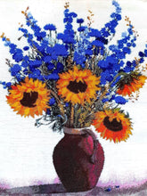 Lade das Bild in den Galerie-Viewer, Stickpackung mit Perlen &quot;Vase mit Sonnenblumen&quot;
